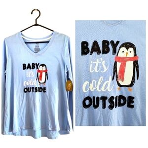 💜Dead Stock⭐NWT⭐Y2K Vintage Secret Treasures Long Sleeve Shirt V-Neck Baby Blue